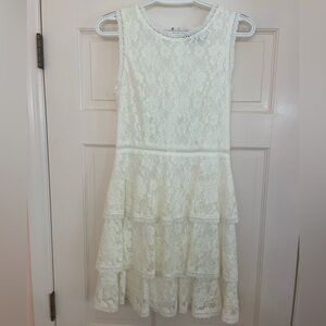 Lulu’s White Lace Ruffle Dress